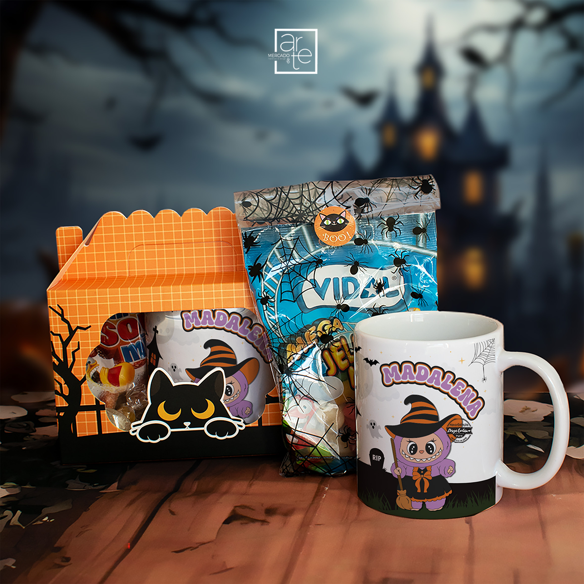 Caixa gato "Labubu Halloween"