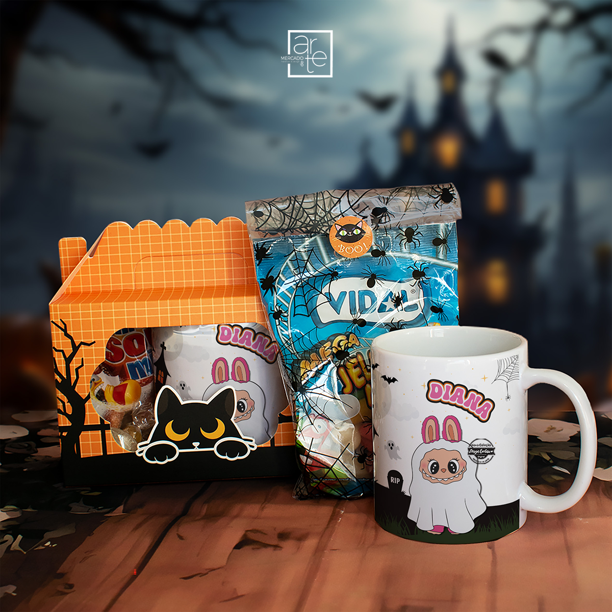 Caixa gato "Labubu Halloween"