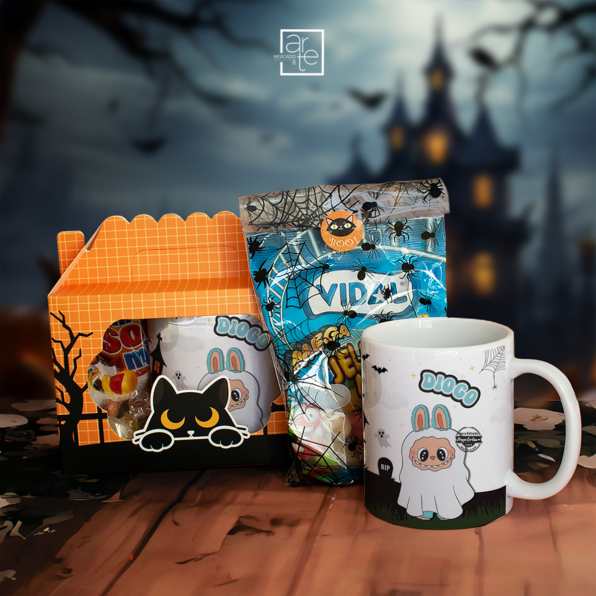 Caixa gato "Labubu Halloween"