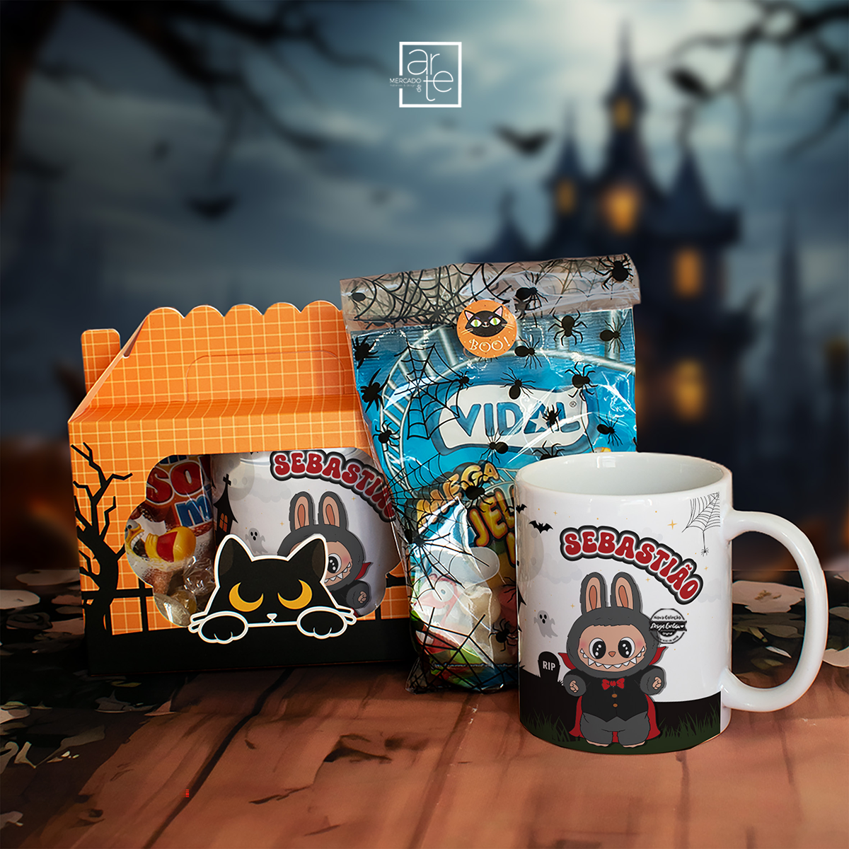 Caixa gato "Labubu Halloween"