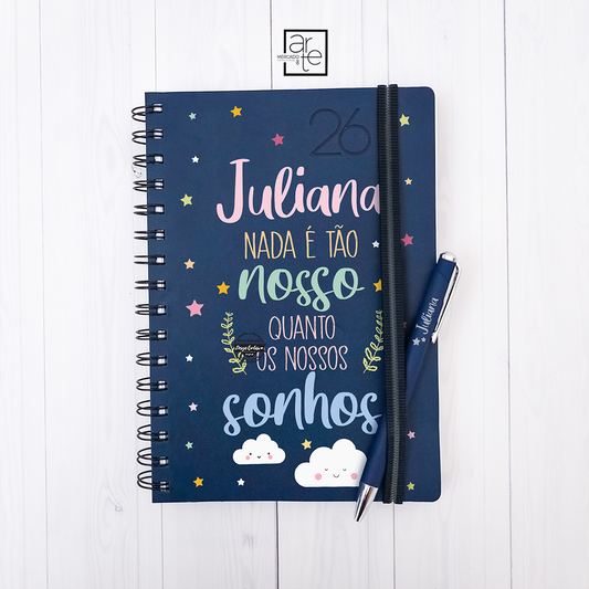 Agenda diária A5 argolas 2026 "Sonhos"