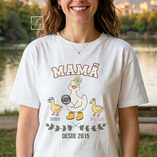 T-shirt patinhos "Mamã desde..."