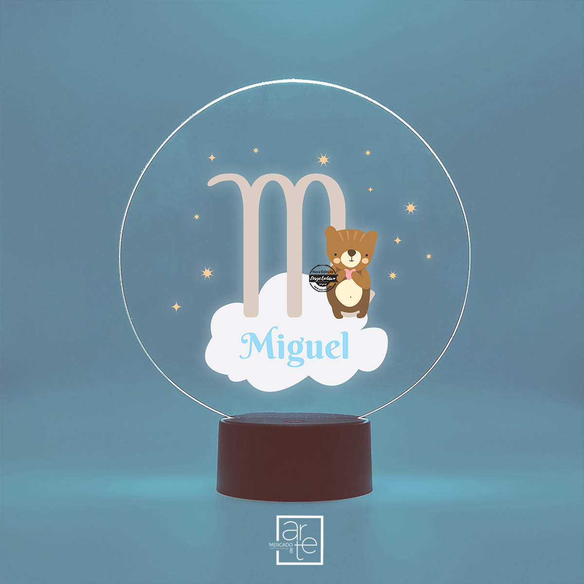 Moldura redonda LED "Menino/Menina"