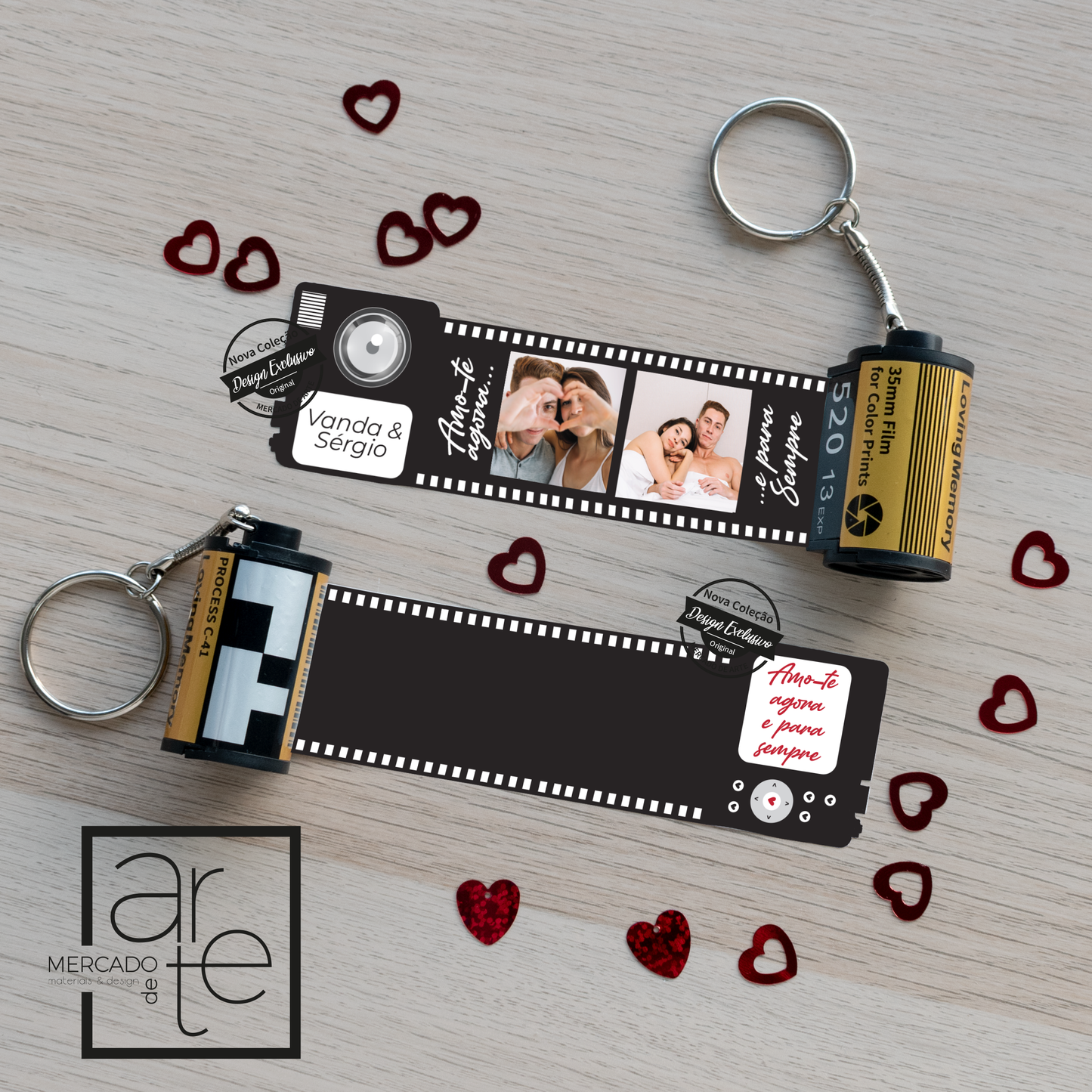 Porta-chaves rolo de fotografia "Amo-te"