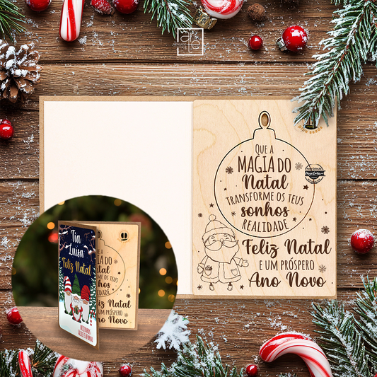 Postal 3 em 1 gnomos "Que a magia do natal..."