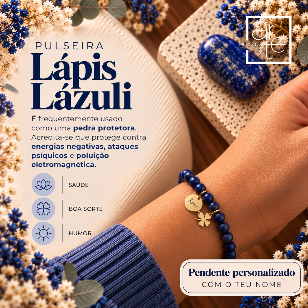 Pulseira "Lápis Lazúli" – Saúde, Boa Sorte e Humor