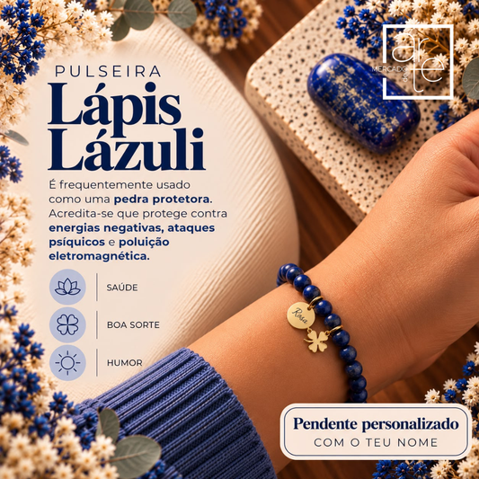 Pulseira "Lápis Lazúli" – Saúde, Boa Sorte e Humor