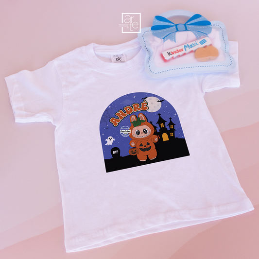 T-shirt com saco doces "Labubu Halloween"