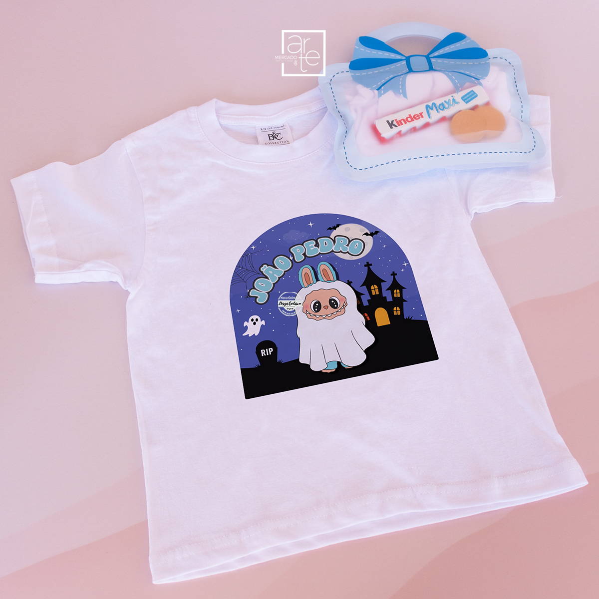 T-shirt com saco doces "Labubu Halloween"