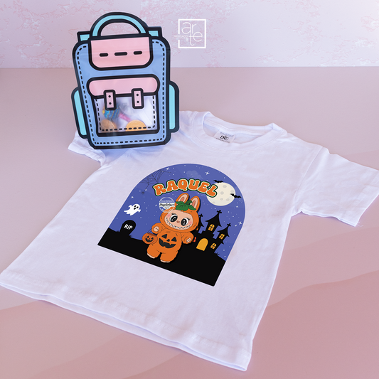 T-shirt com saco mochila doces "Labubu Halloween"