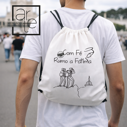 Saco mochila Peregrinos "Com fé, Rumo a Fátima"