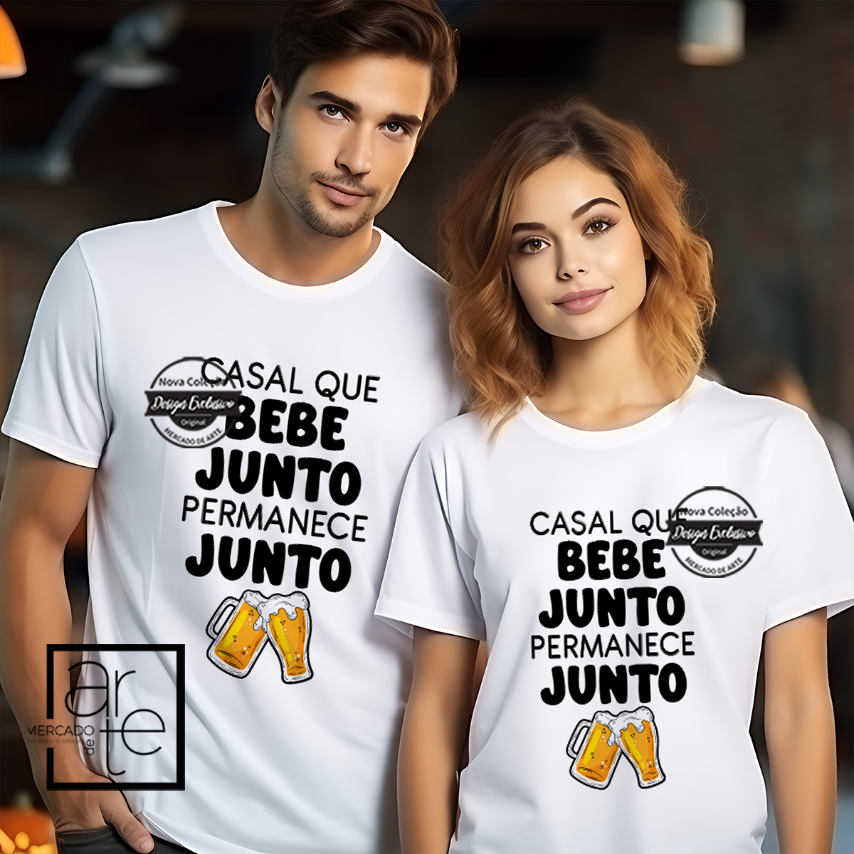T-shirt "Casal que bebe junto, permanece junto"