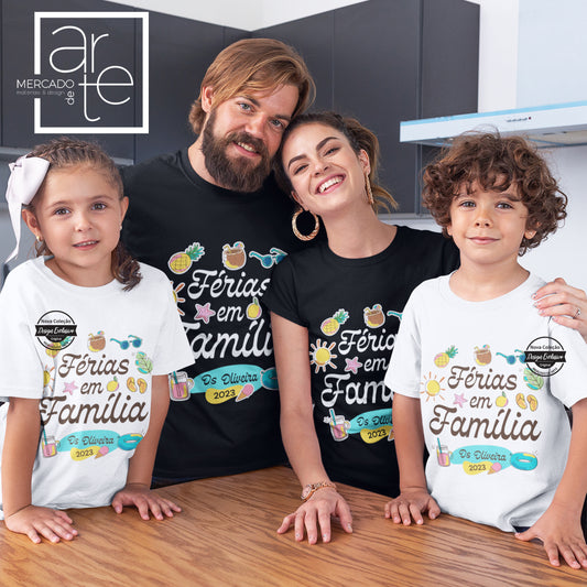 T-shirts personalizadas para toda a Família, uma tendência muito divertida que todos adoramos! T-shirt " Férias em Família " muito colorida e divertida para estas férias, pode personalizar ao seu gosto! Preço unitário Material: 100 % algodão 