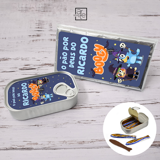Lata de sardinhas de chocolate e/ou tablete de chocolate "Booey"