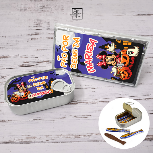 Lata de sardinhas de chocolate e/ou tablete de chocolate "Minnie/Mickey"