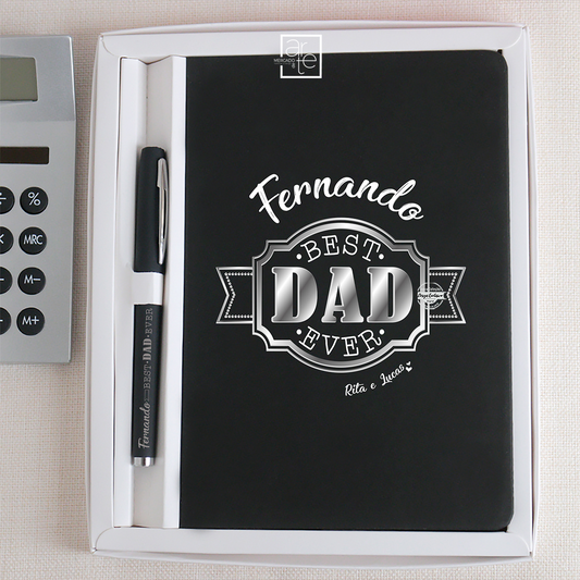 Conjunto bloco de notas preto "Best DAD"