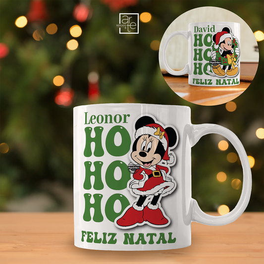 Caneca de natal Minnie e Mickey "HOHOHO"