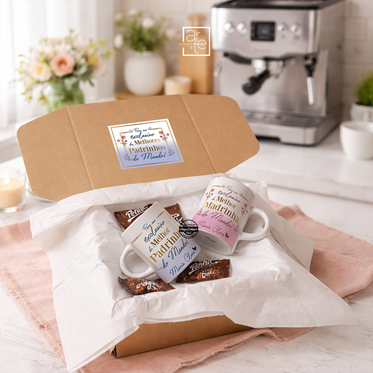 Kit chávenas de café "Para uso exclusivo do melhor padrinho / madrinha do mundo"