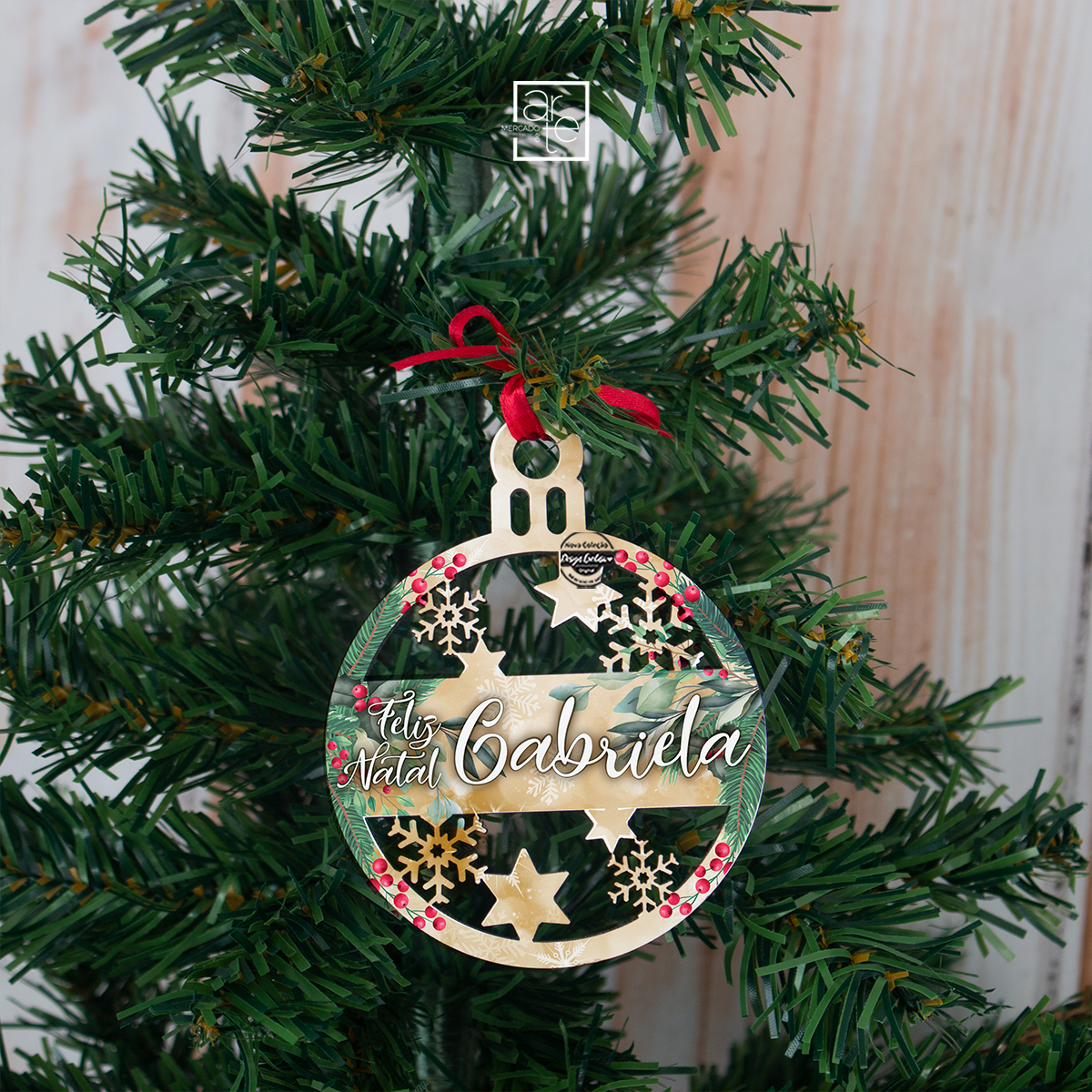 Bola de natal nome "Feliz Natal"