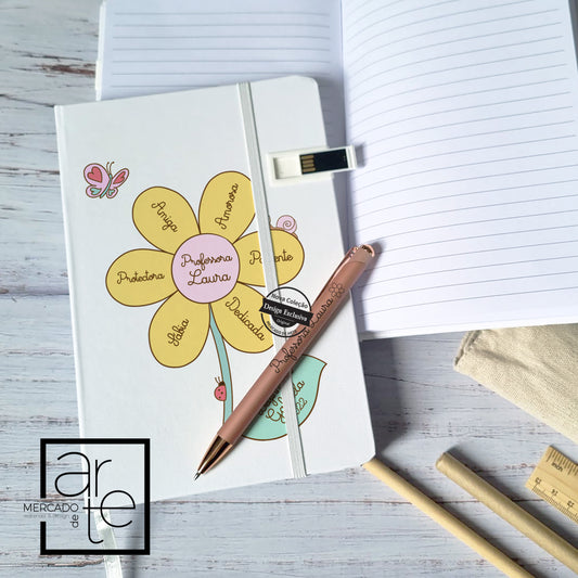 Bloco de notas com pen e/ou conjunto com caneta "Professora"