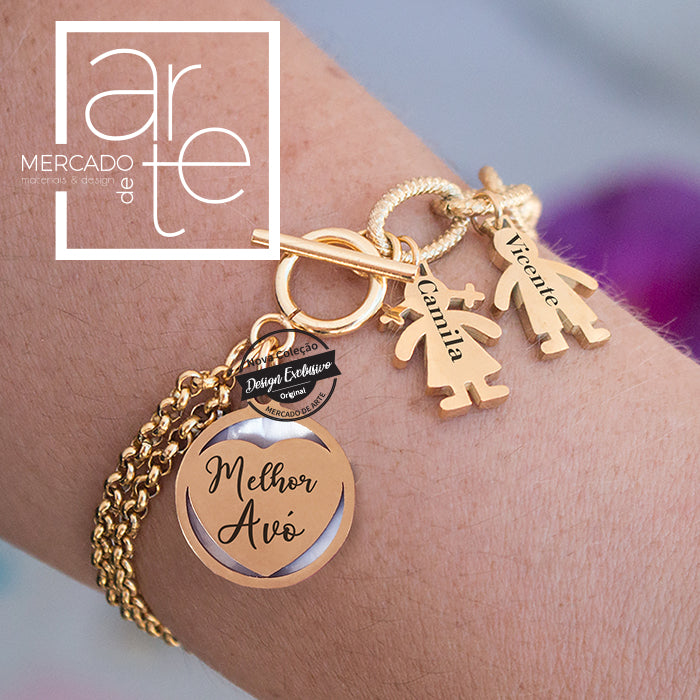 Pulseira " Melhor avó" com meninos /meninas