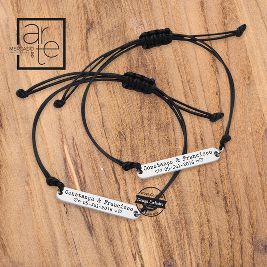 Pulseiras namorados "Nome e data"