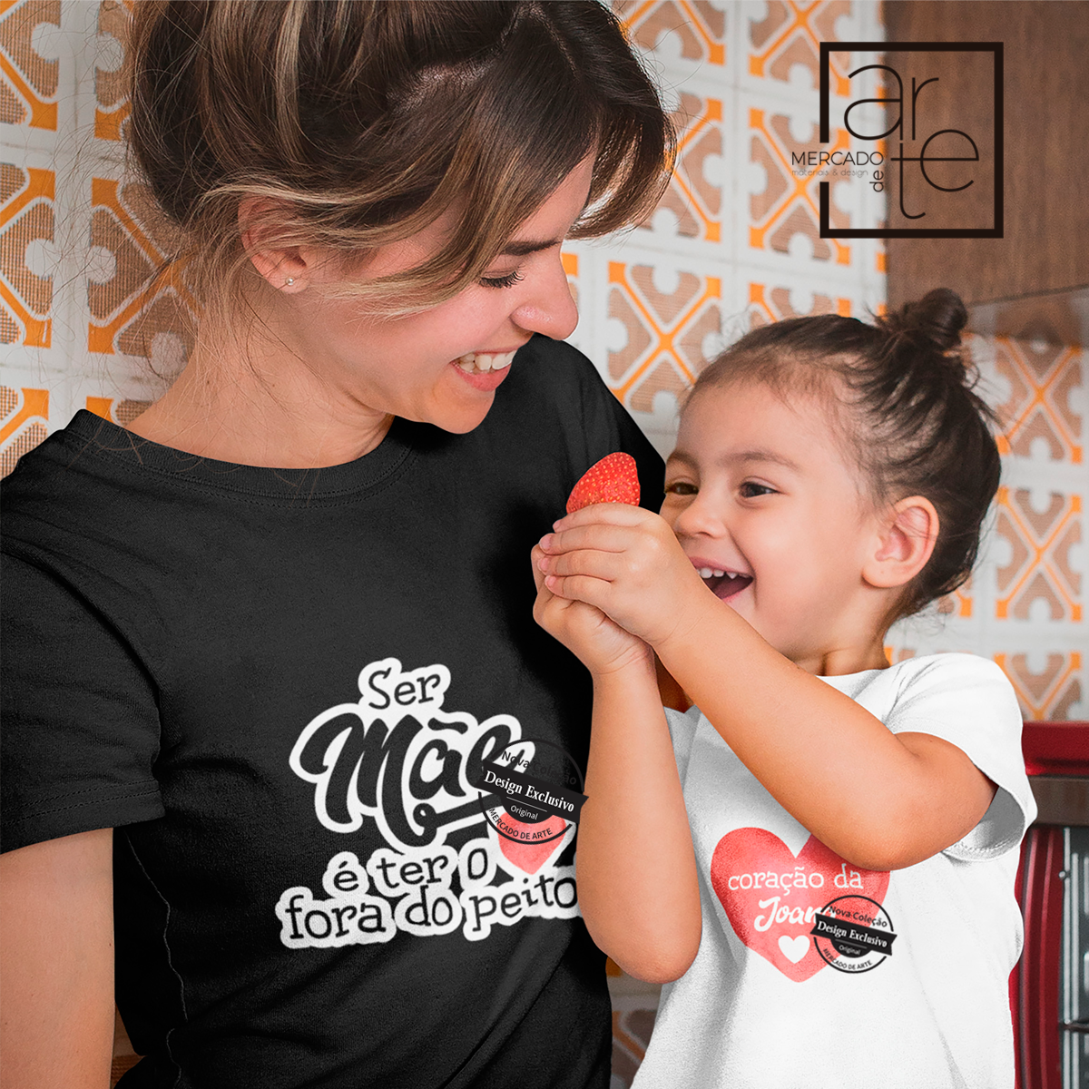 T-shirt 100% algodão "Ser mãe é ter o coração fora do peito"