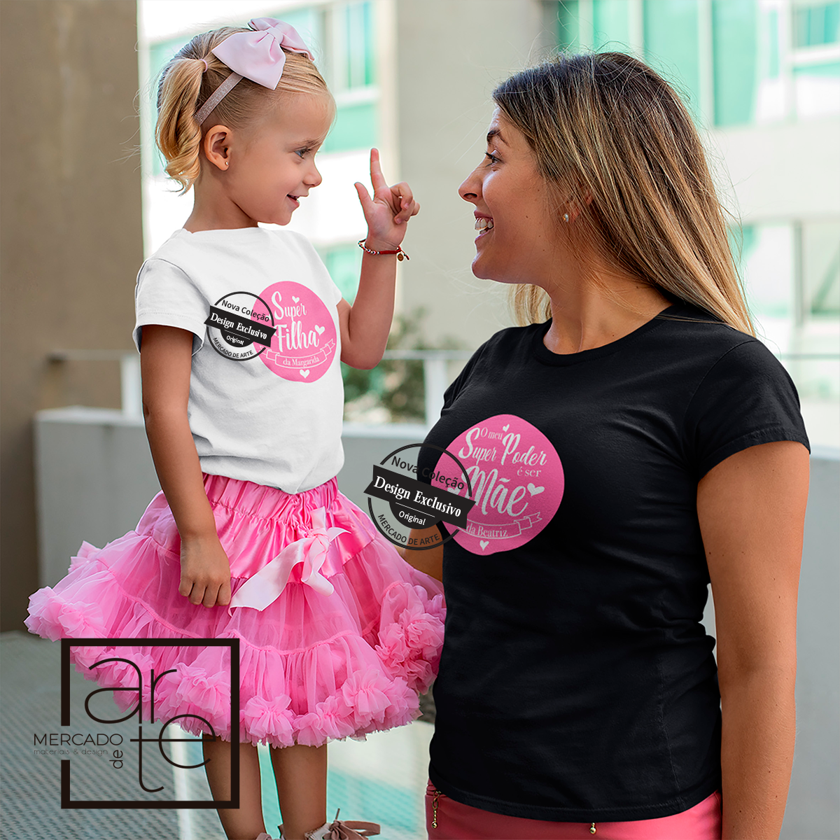 T-shirts 100% algodão "Super mãe ou Super filha "